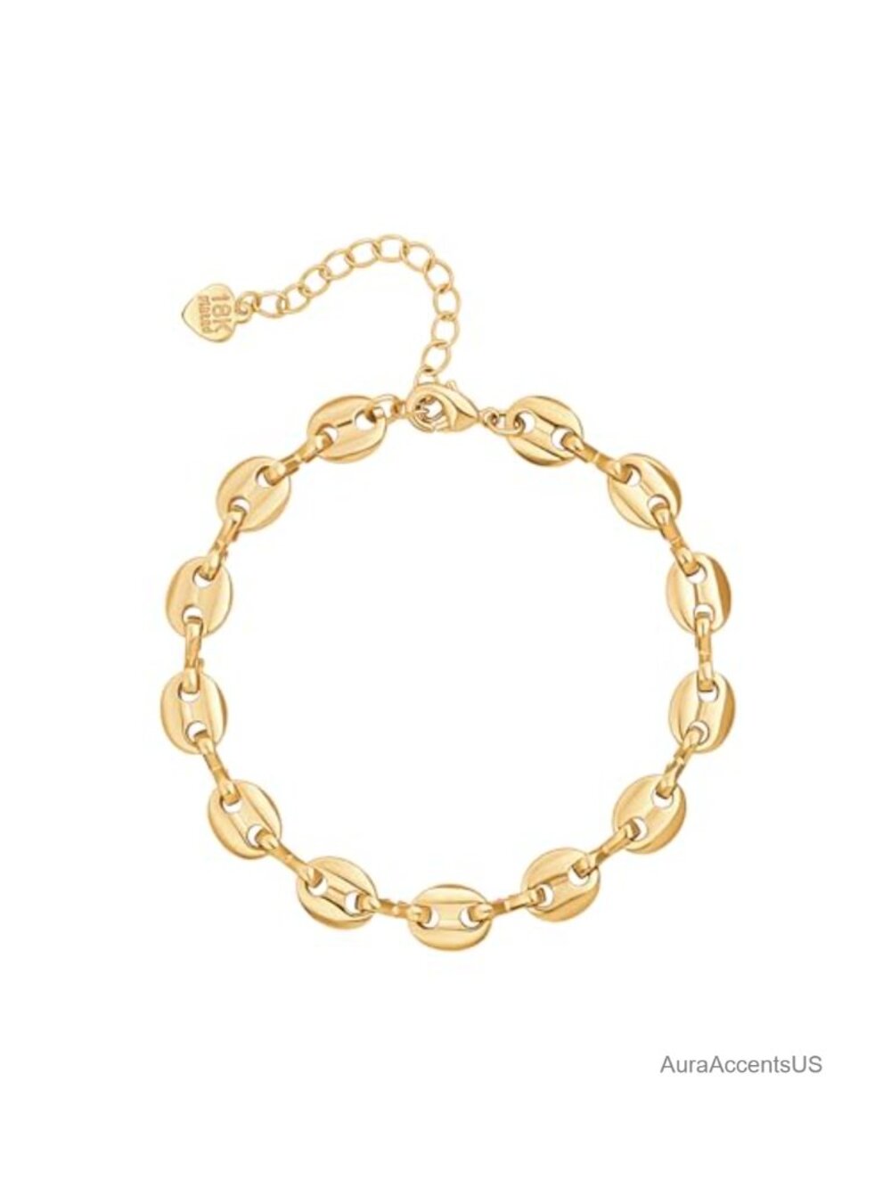 18k Gold Plated Chunky Link Chain Bracelet for Women Men Toggle Lobster Clasp